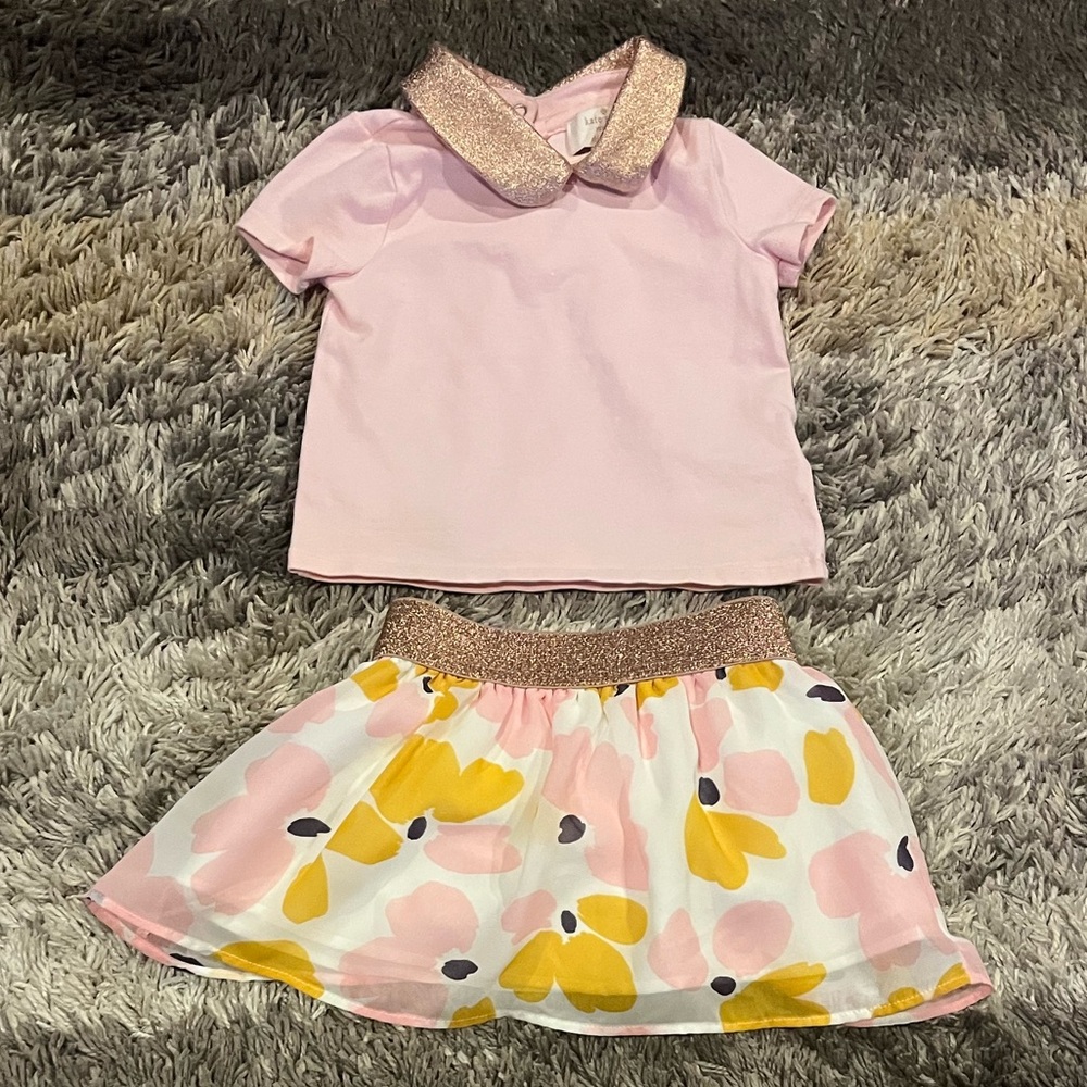 Baby Girls Kate Spade 2-Piece Outfit Set - 12 Months - Shirt & Skirt - Glitter